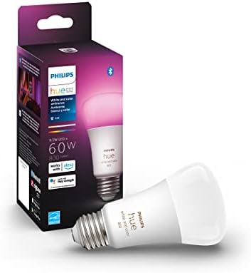 PHILIPS Hue White and Color Ambiance 2-Комплектная led интелигентна лампа A19, 2 крушки и led интелигентна лампа Hue White and Color Ambiance A19 с базовия люменом, 800 Лумена, работи, 1 лампа