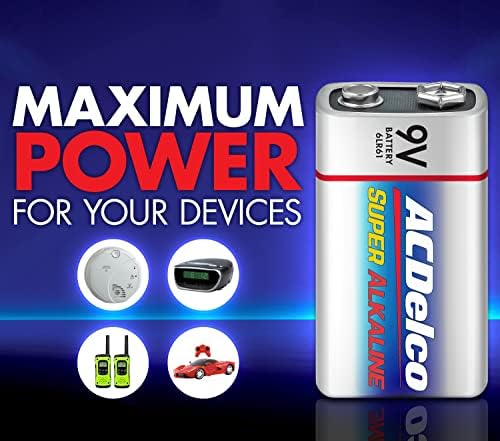 ACDelco 24-Битов батерия 9 Волта, Суперщелочная батерия на Максимална мощност, срок на годност 7 години, отново закрываемая опаковка