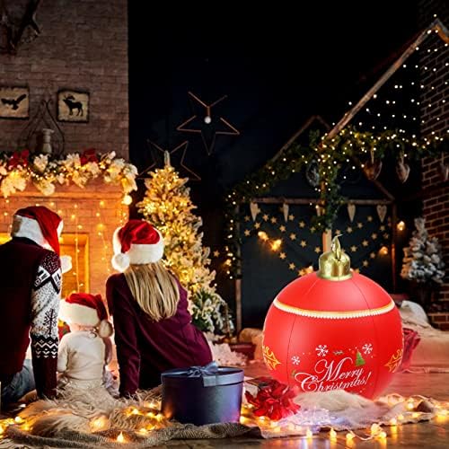 Осветите Надуваем Коледна топка от PVC, 23,6-Инчов Гигантски Надуваем Балон с Весели Коледа, Украсени с Въздушни Коледни