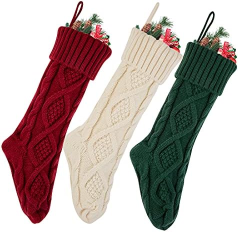 Anroll 3 Опаковки, Коледни Чорапи 18 инча Дълги Чорапи за Декорация на дома