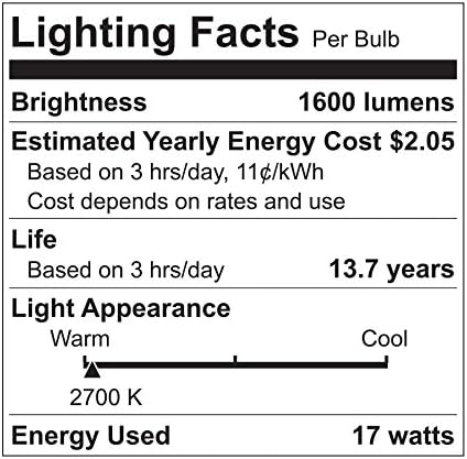 GE Lighting 83693 Led лампа средна мощност А21 капацитет от 17 Вата, с регулируема яркост 1600 Лумена, 1 опаковка, нежно-бяла