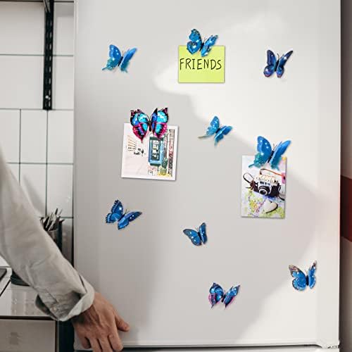36 БР. Блестящи Стикери за стена с пеперуди - Природа, 3D Двойни крила - Подвижни Стенни Стикери за Дома,