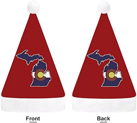 Коледна шапка с участието на хартата на Мичиган и Колорадо, персонални шапка на Дядо Коледа, забавни коледни декорации