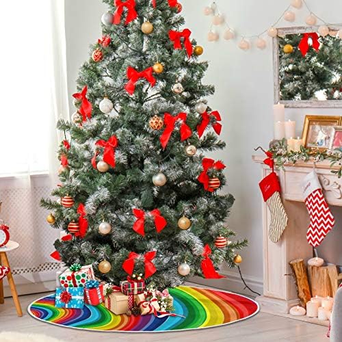 Декорация на Поли във формата на Коледно ALAZA, едно Малко Бижу под формата на Мини-Поли във формата на коледно дърво 35,4 Инча с Абстрактен Модел на Дъгата за Коледно па