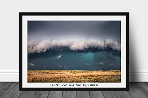 Снимка на буря, Принт (без рамка), Изображението на гръмотевична буря над вятърна мелница в пролетен ден в Тексас, Времето, Стенно изкуство, Естествен декор от 4x6 до 30