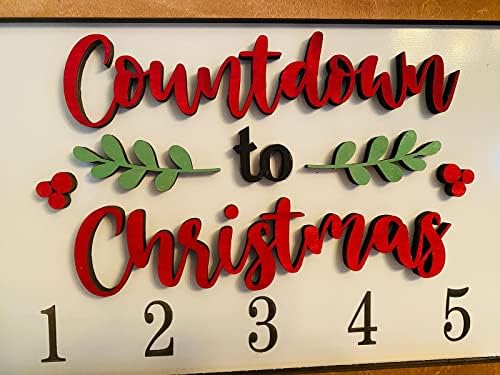 NSQFKALL Дървен Календар за обратно броене до Коледа с Подвижна Украса за Коледните Набор от малки бижута Обратно броене до Коледа (Червен, един размер)
