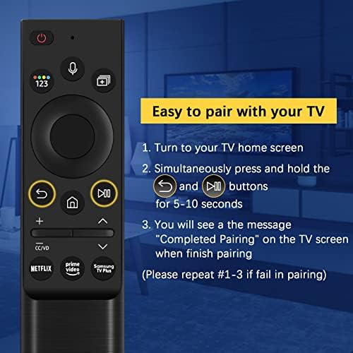 BN59-01357A Подмяна на глас дистанционно управление, годни за Samsung 2021 QLED серия Smart TV Q60A QN90A QN85A QN900A QN800A LS03A Q80A Q70A с Samsung TV Plus/Netflix/Prime Видео Бутон за бърз достъп