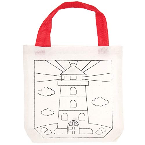 Плажни чанти Baker Ross AT869 Seaside Color in Fabric - Опаковка от 3 теми, тъканно холщовая чанта-переноска за деца,