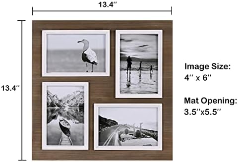 Оригинална Рамка за снимки 4x6, 4-Отваряне на Рамка за Миксиране от масивно Дърво, Оръфан Рамки за снимки в Ретро