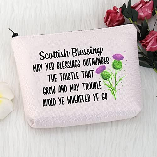 MNIGIU Косметичка за грим с шотландски чертополохом, подарък за Шотландския Благословии, Нека вашите Благословии Ще бъде Повече