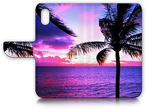 за iPhone Xs MAX, дизайнерски калъф-портфейл с панти капак за телефон, A21747, тропически плаж с палми 21747