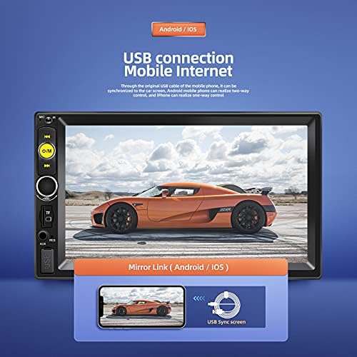 Двоен Din Bluetooth Автомобилен Стерео 7-инчов HD Сензорен Екран Авто Радио с Резервна Камера, Поддръжка на Огледално-рефлексен Връзки за Android/iOS