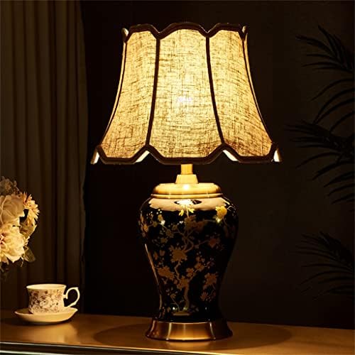 SDFGH Ретро Платинена Керамична Настолна Лампа Нощна лампа за Спални Led Декоративна Лампа Бутон за нощна светлина