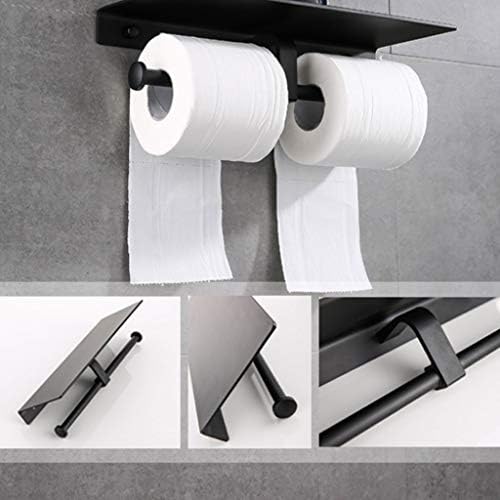 SXNBH Черен Държач за Тоалетна хартия - Двоен Държач за Тоалетна хартия с Монтиране на Държач за Хартиени Кърпи