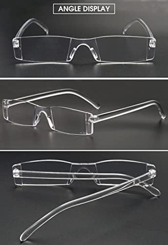 VEVESMUNDO Прозрачни Очила За Четене Без Рамки Мъжки Дамски, Стилни Тесни Ридеры