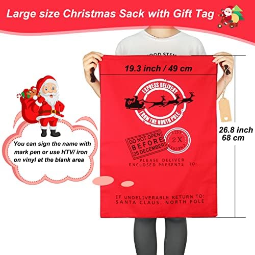 HRX Помещение, Големи Тъканни Пакети за Коледни подаръци, 4 бр., за Многократна употреба Тъканни Торбички За опаковане на съвсем