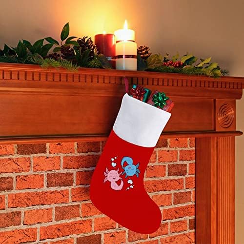 Коледни Чорапи Axolotl Yin Yang от Червено Кадифе, с Бял Пакет шоколадови Бонбони, Коледни Декорации и Аксесоари за вашето семейно Парти