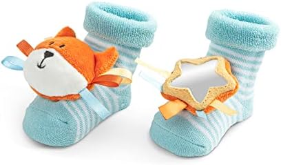 Комплект чорапи DEMDACO Fox 3-6 месеца, със Сини и оранжеви Детска М и Зеркальцем за отдих