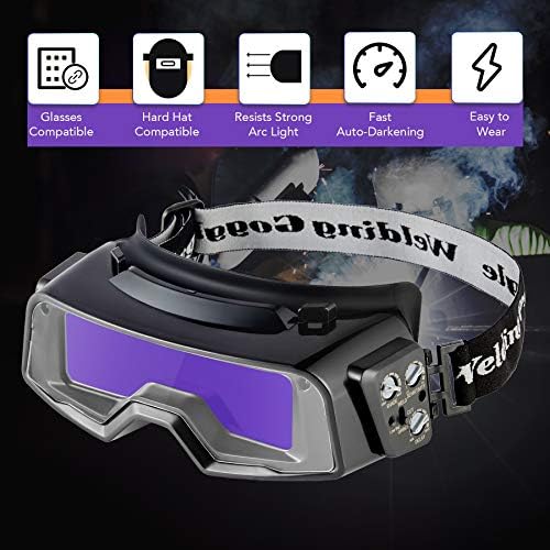 Заваръчни Очила CREWORKS с автоматично затъмняване с 2 Сонди на дъгата и защитна маска за лице, Маска за Заварчици