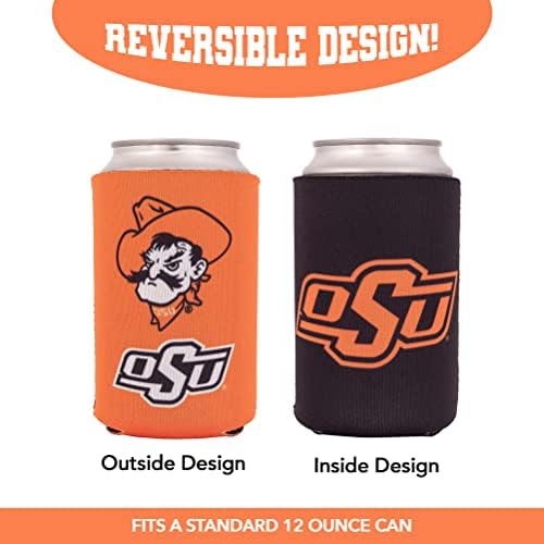 Охладител за напитки с изолация от кутии от Университета на щата Оклахома, 4 опаковки, държач за напитки от стиропор OSU Cowboys (банка от 4 опаковки)