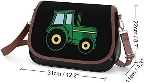 Фермер Трактор Кожена Чанта на Средното Рамо Модерни Ежедневни Чанти през Рамо с Каишка