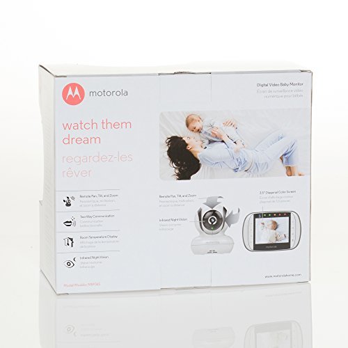 Дистанционно Безжичен Видеоняня-монитор Motorola MBP36S с 3,5-Инчов Цветен LCD екран и възможност за завъртане, наклон и увеличение на Отдалечени камери
