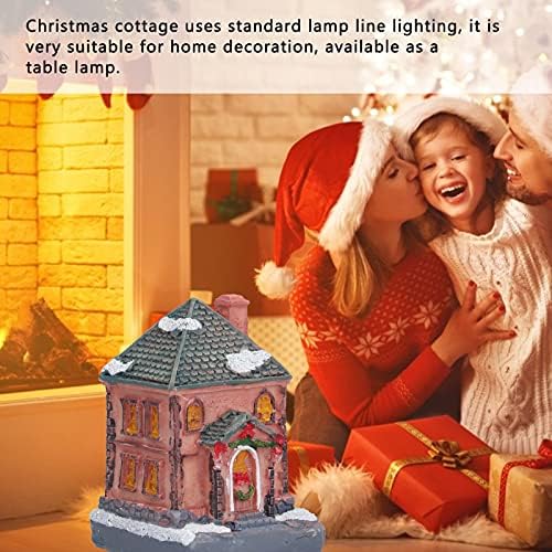 Коледна Къща От Смола, Коледа, Селска Къща От Смола с Топло led Осветление, Коледни Декорации от Смола за Празнични Детски