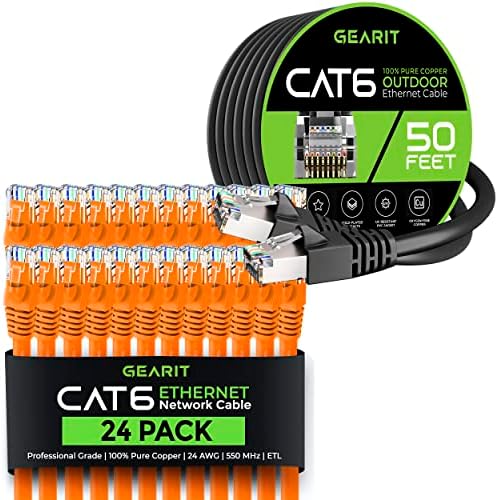 GearIT 24 pack 6 фута Ethernet Кабел Cat6 и 50-крак Cat6 Кабел