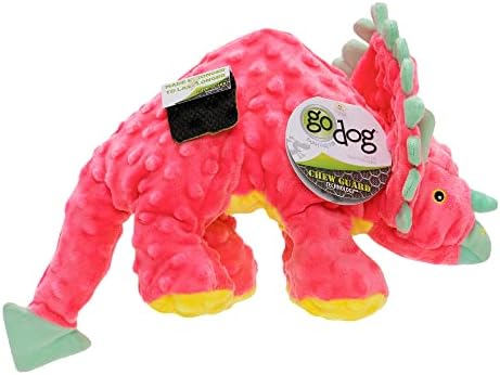 Плюшен играчка за кучета goDog Dinos Squeaker с технологията на Ivan Guard - Мека и здрава, устойчива на жеванию