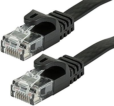 Свързване на Ethernet кабел Monoprice Cat5e - 1 Фут - Черно | Мрежа за интернет-кабел - RJ-45, Плосък, Блокирани, 350