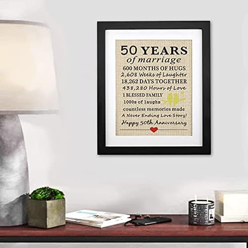 Разпечатки от зебло на 50-та годишнина на брака в рамка от Корфары, Подаръци за 50-годишнината на 50-годишнината от сватбата на родителите, Златна Годишнина, Подарък за