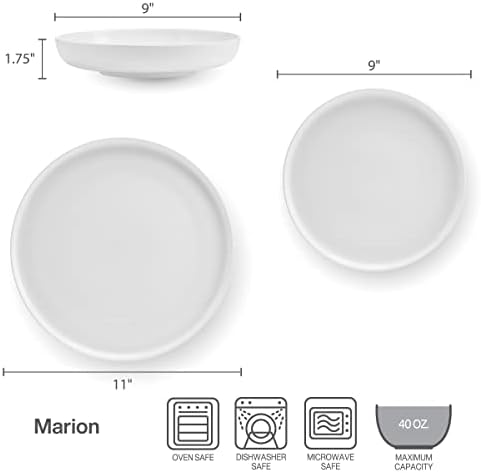 Комплект съдове за готвене Mikasa Marion, устойчива на сколам, от 12 теми, Сервиз за 4 човека в Бял цвят