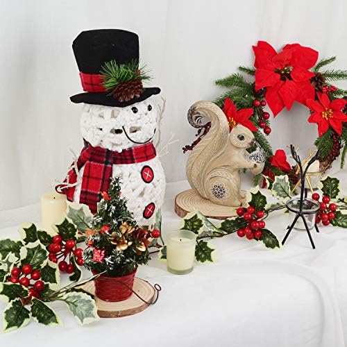 Коледен Венец от Червени Плодове, Изкуствена Зеленина От Листа, Декорация на Камини и Домашна Коледна Декорация, Вътрешни / Външни Декорации