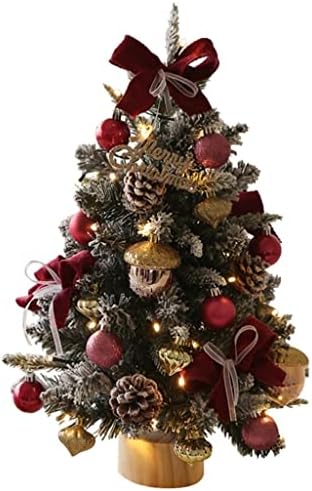 Коледна Изкуствена Мини-Коледна елха INDYAH с предварителна подсветка, Изкуствена Коледна Елха с Борови Шишками, Подходящи за декорация на дома, офиса, партита
