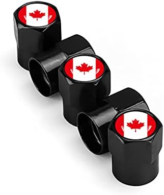 WOSITE 5 бр., Метални Капачки за състав клапан с Флага на Канада, с Гумен О-пръстен, Универсални Метални Капаци