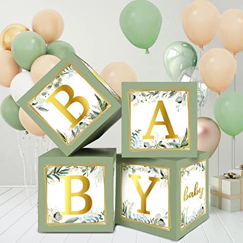 Комплект за гирлянди от шалфейно-зелени и розови балони RUBFAC с 4 бр. кутии от шалфейно-зелени балони за декорация на детската душа