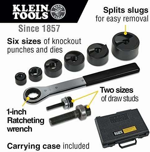 Klein Tools 31873 Тежкотоварни Набор от Дырорезов и 53732SEN Набор от Перфораторов, Определени Выбивных перфораторов, Инструменти за пробиване с храповым ключът за мека стома