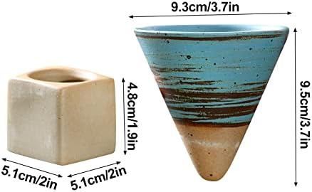 Ddewing Кафеена Чаша от Груба Керамика със Стойка, Креативна Порцеланова Чаша с Триъгълна Конусовидна форма с