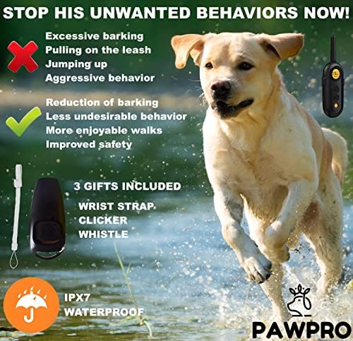 Нашийник за кучета PAWPRO |Електрически Нашийник за дресура на кучета с дистанционно управление | 3 Режима на Звуково