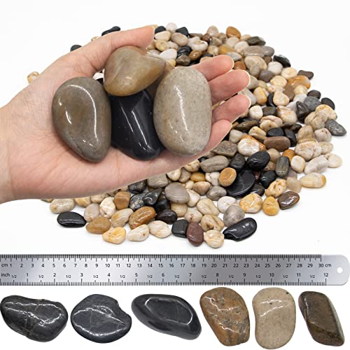 Речни камъни с тегло 40 килограма 2-3 инча, Външни Стълби, Декоративни Полирани Камъчета, Натурални Цветни Градински