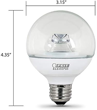 Електрическа лампа Feit G25/CL/650/LEDG2/4 мощност 10 W, еквивалентна на 60 W, с регулируема яркост от 650 Лумена, led лампа G25, 4,35 H x 3,15 D, 3000 К (топла бяла светлина), 4 бр.