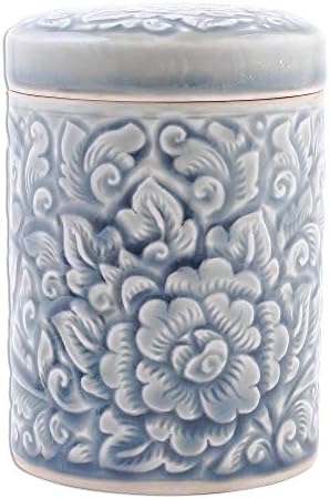 Керамичен Буркан за декоративни цветя NOVICA, Синя, Цвят на морските вълни '