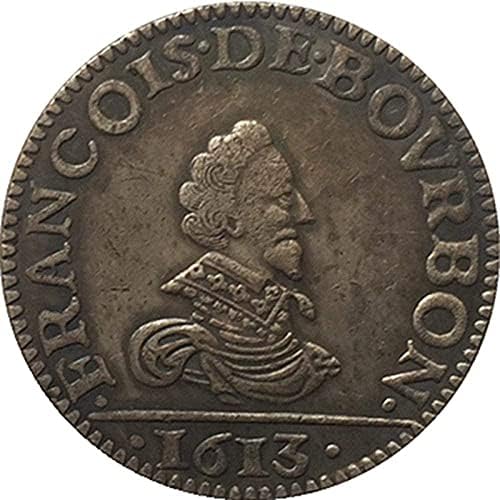 Френска монета 1613 Година, покрит с Чиста Мед, Монети от Сребро Задвижване, Колекция Занаяти, Възпоменателна Монета
