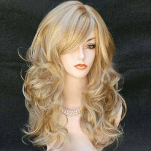 Секси микс блондинки с дълги вълнообразни женски синтетични термостойкими коса за cosplay, пълен с перука (тип: