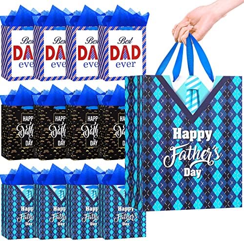 Jutom 12 Опаковки Чанти за Деня на бащата 13Голяма Чанта за Деня на Бащите с Цигарена хартия, Обемна Хартия Пакети за