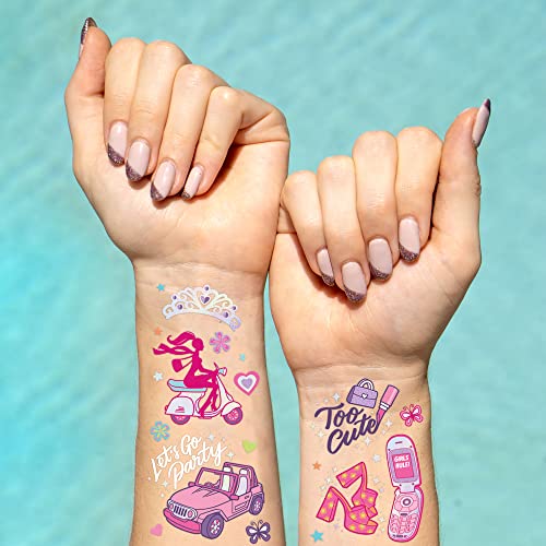 Временни татуировки xo, Fetti Pink за момичета - 42 стил | Розови Аксесоари за рожден ден, Подаръци за партита, Прекрасната