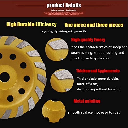 7 Diamond Шлайфане кръг с Сегментирани покритие-Turbo Concrete Турбо Diamond Шлайфане кръг с отвор 22 мм бетон,