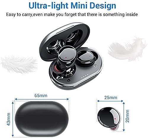 andfive Безжични слушалки, Mini, Bluetooth-слушалки с микрофон с шумопотискане, 5,0 Bluetooth-слушалки в ушите, Стерео Безжични слушалки с зарядно калъф и USB C, Водоустойчиви слушалк
