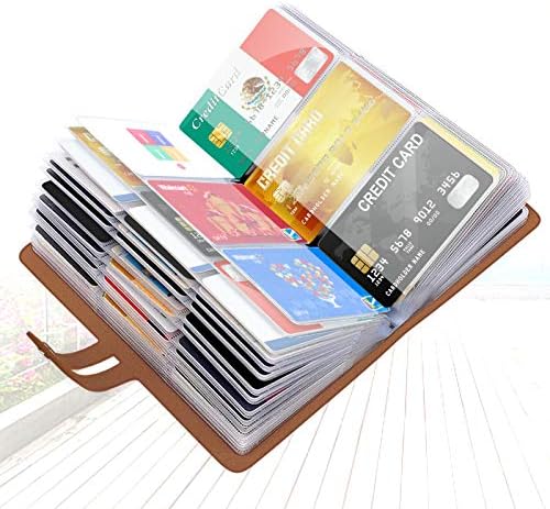 Padike RFID Титуляр за кредитни карти Органайзер за визитки Визитница с 96 отделения за карти, Защита на кредитни карти за управление на различни карти, за да се избегне з