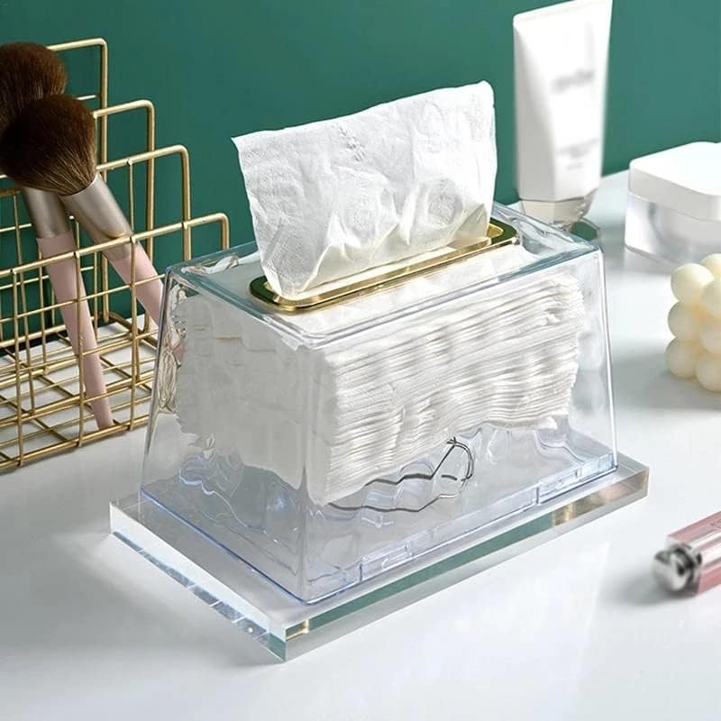 Кутия за салфетки DINGZZ с прозрачен капак, Кутия за тоалетна хартия, кристална Калъф-държач за Кърпички, Просто Стилен
